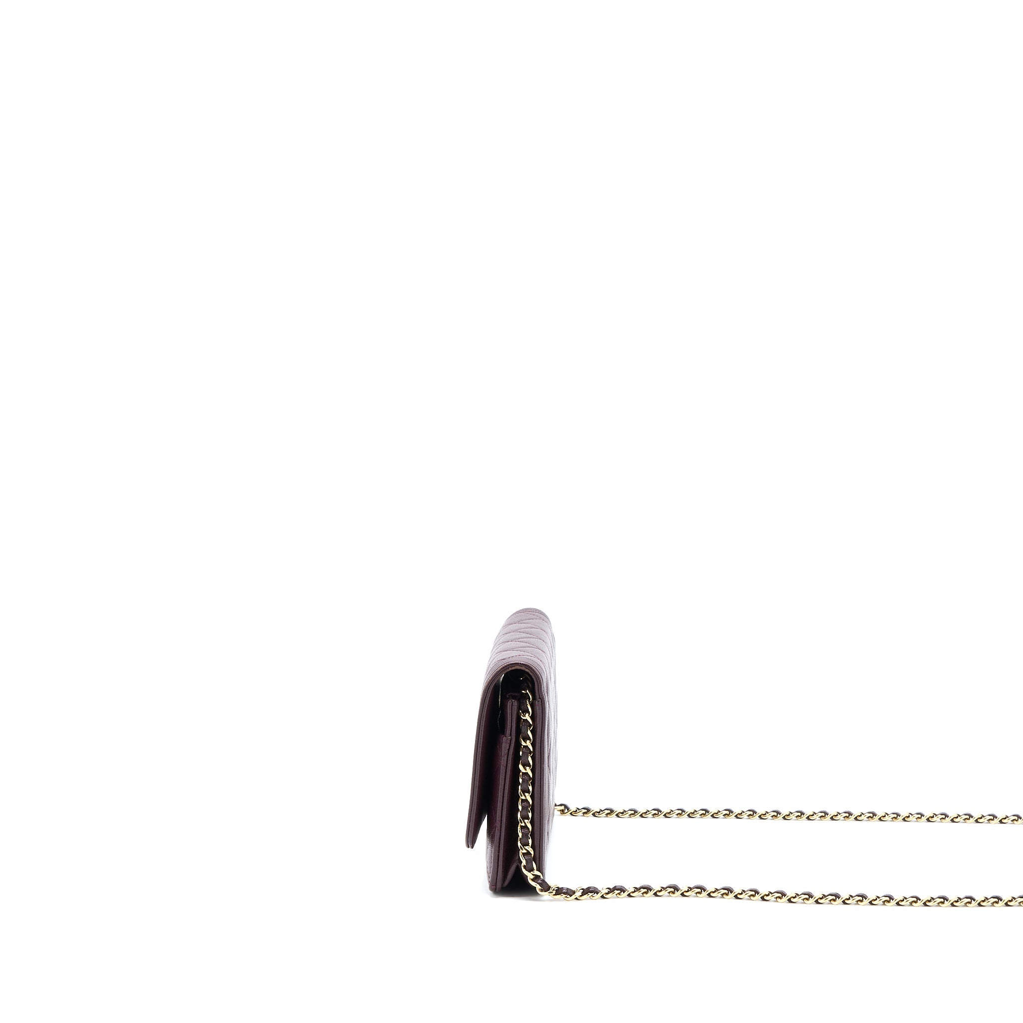 CHANEL BOY WALLET ON CHAIN CAVIAR BURGUNDY GHW