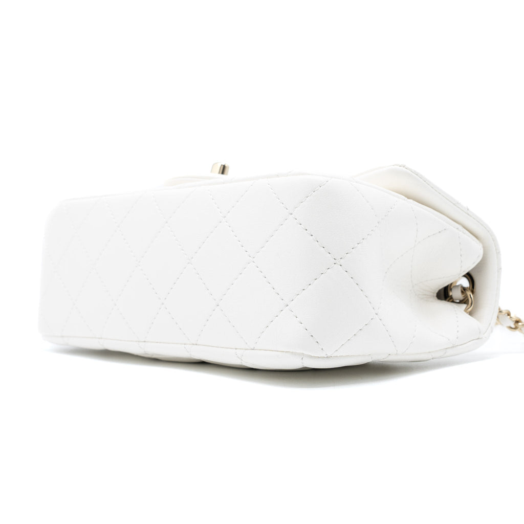 CHANEL 23C PEARL CRUSH MINI RECTANGULAR FLAP BAG LAMBSKIN WHITE LGHW (MICROCHIP)