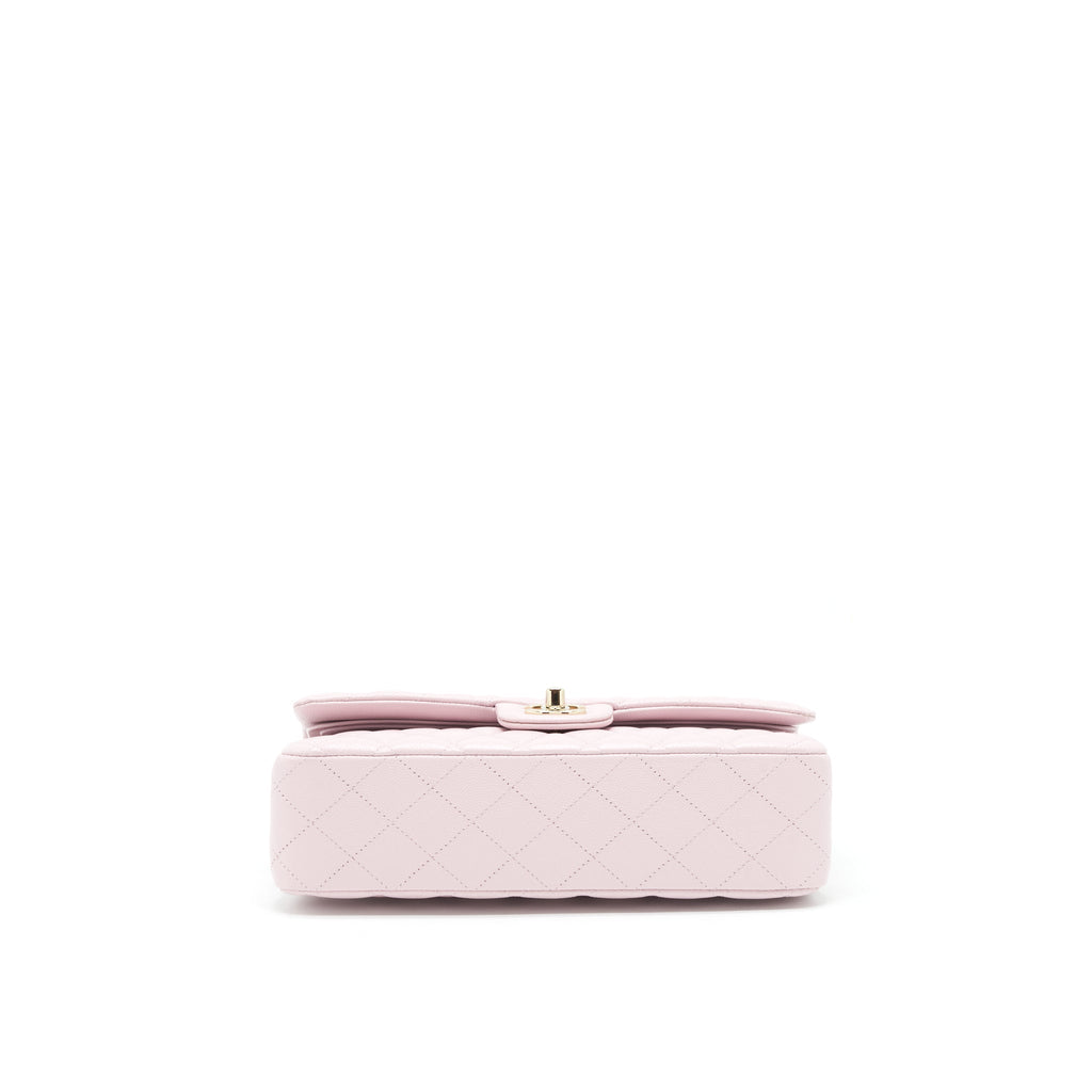 CHANEL MEDIUM CLASSIC DOUBLE FLAP BAG 21S CAVIAR LIGHT PINK LGHW
