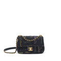 CHANEL 22P SMALL FLAP BAG 23CM DENIM BLACK GHW (MICROCHIP)