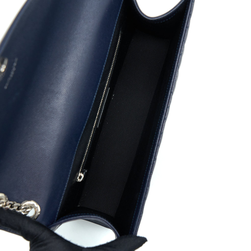 SAINT LAURENT ENVELOP SHOULDER BAG CALFSKIN NAVY SHW