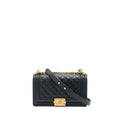 CHANEL MEDIUM BOY BAG CAVIAR BLACK BRUSHED GHW
