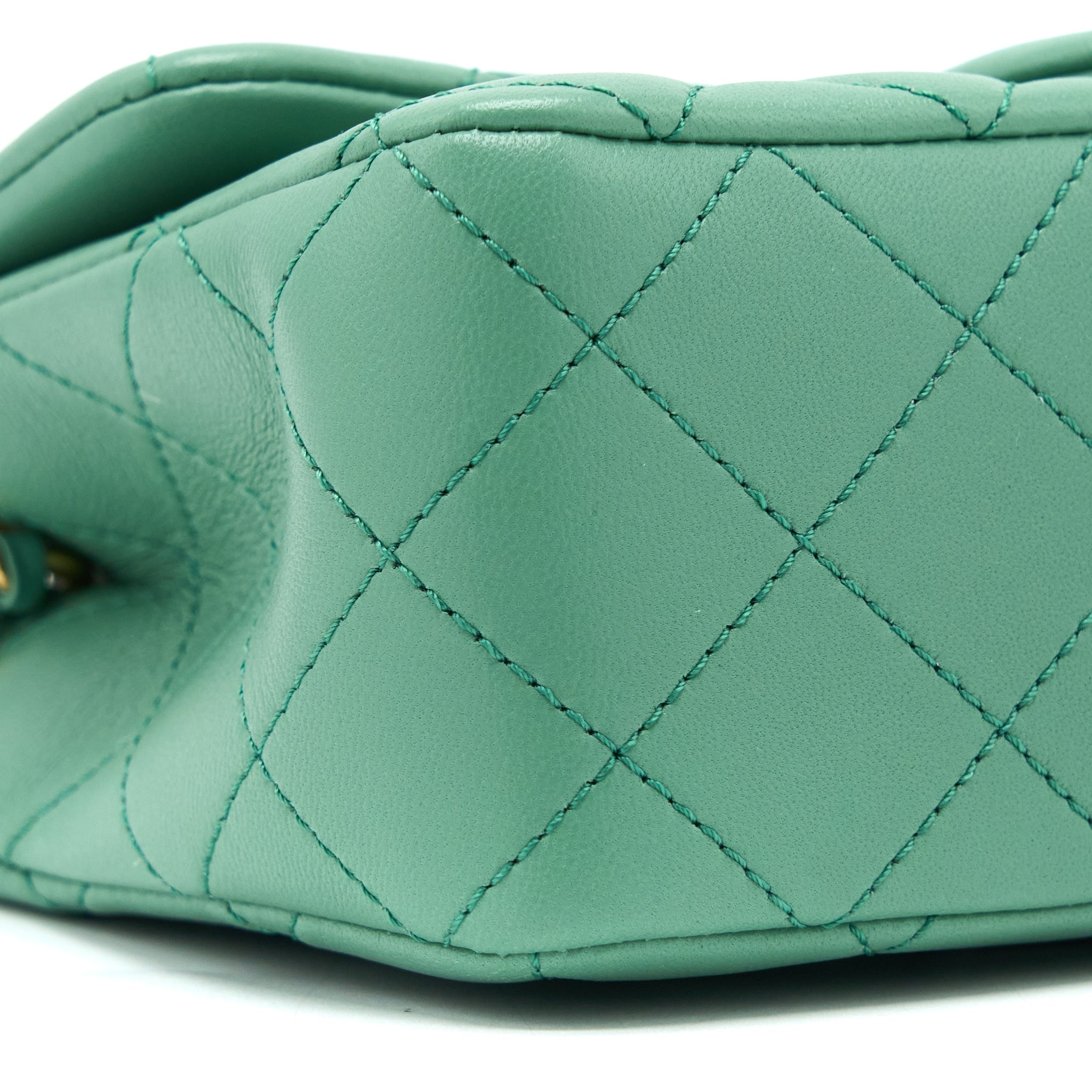 CHANEL PEARL CRUSH MINI RECTANGULAR FLAP BAG LAMBSKIN GREEN GHW (MICROCHIP)