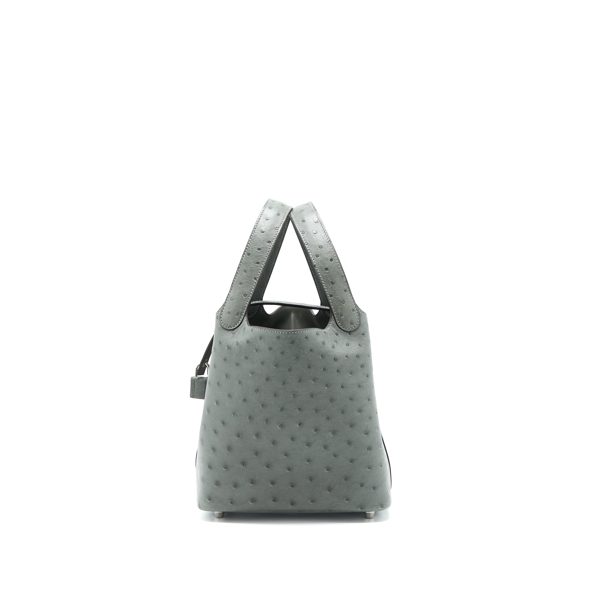 HERMES PICOTIN 18 LOCK BAG OSTRICH GRIS MEYER SHW