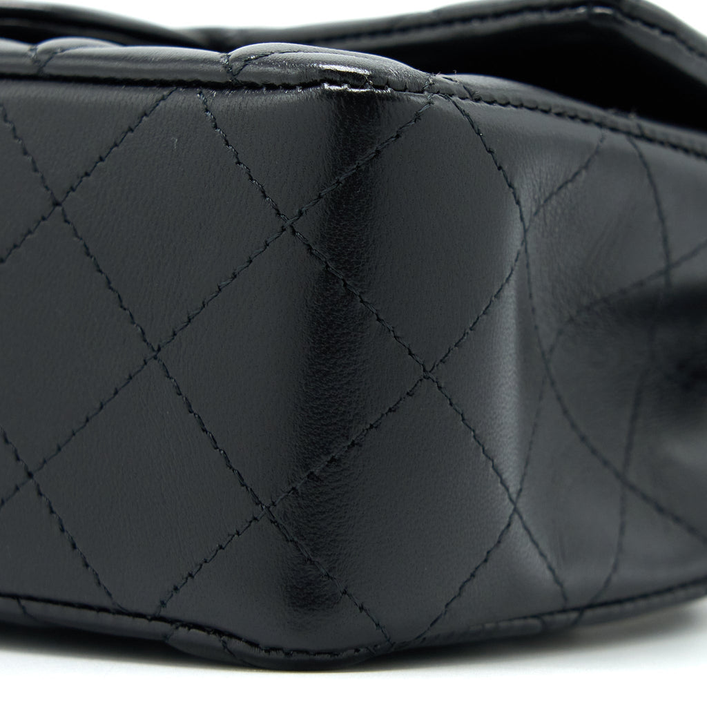 CHANEL CLASSIC MINI RECTANGULAR FLAP BAG LAMBSKIN BLACK LGHW (MICROCHIP)
