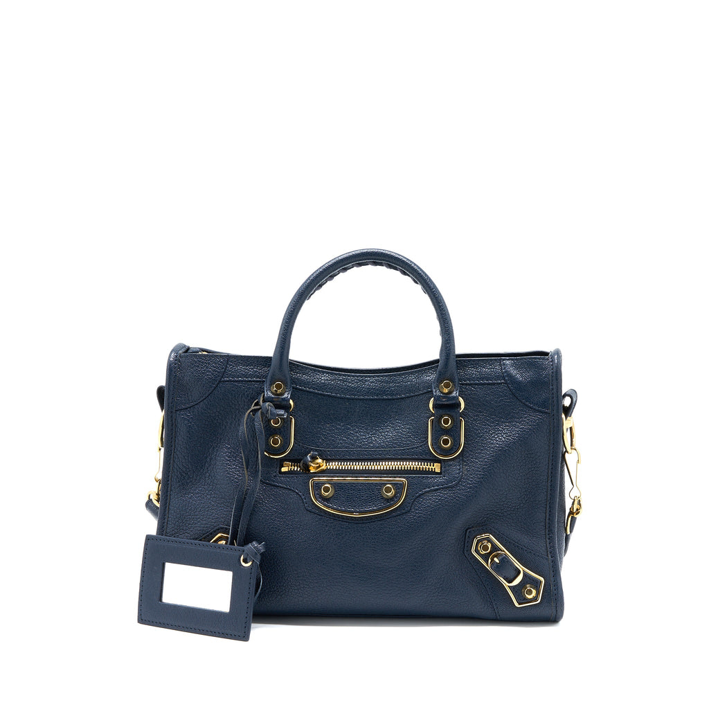 BALENCIAGA MINI CITY BAG NAVY GHW
