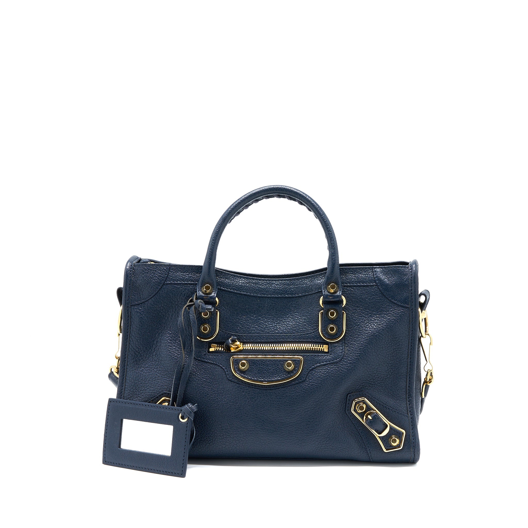 BALENCIAGA MINI CITY BAG NAVY GHW