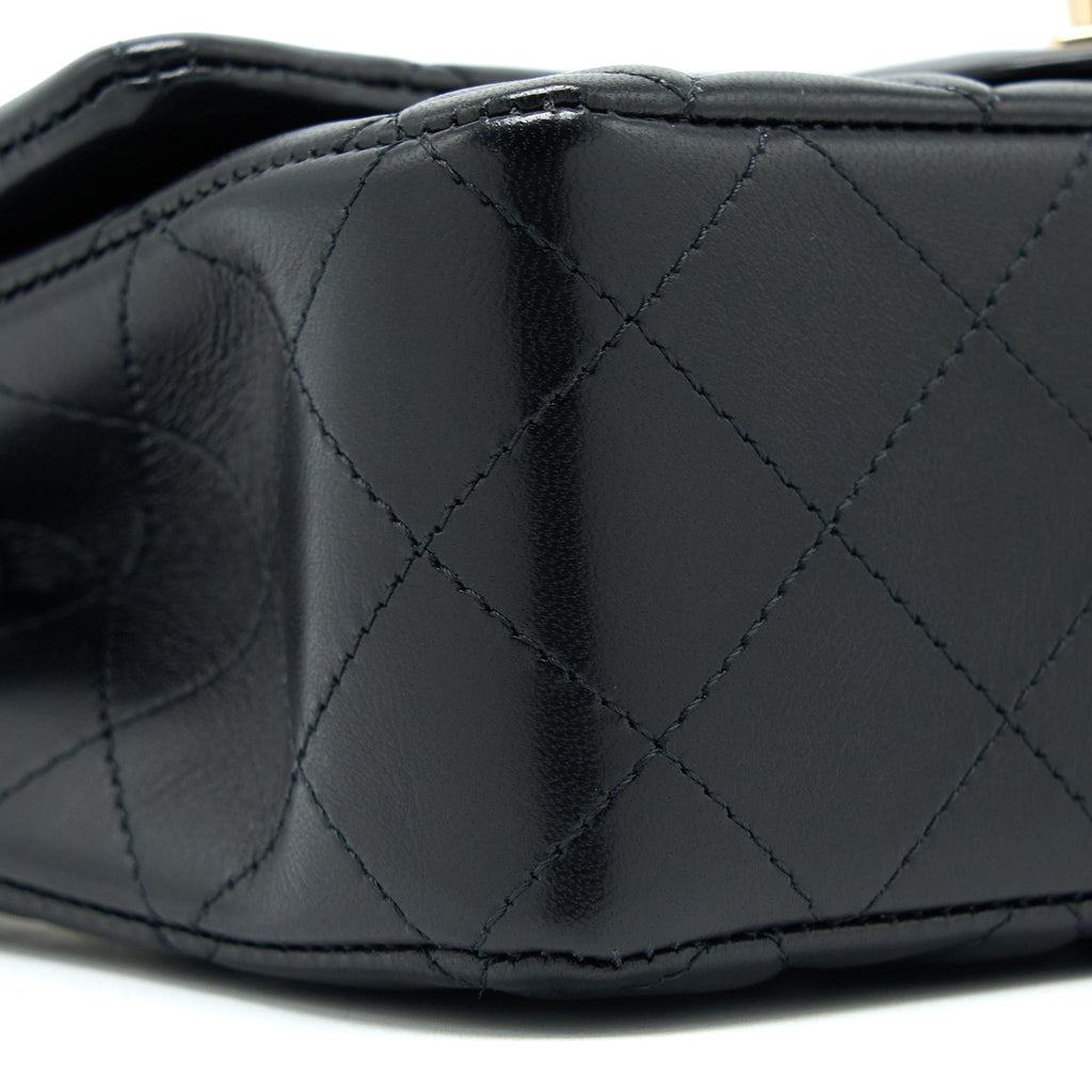 CHANEL CLASSIC MINI RECTANGULAR FLAP BAG LAMBSKIN BLACK LGHW (MICROCHIP)