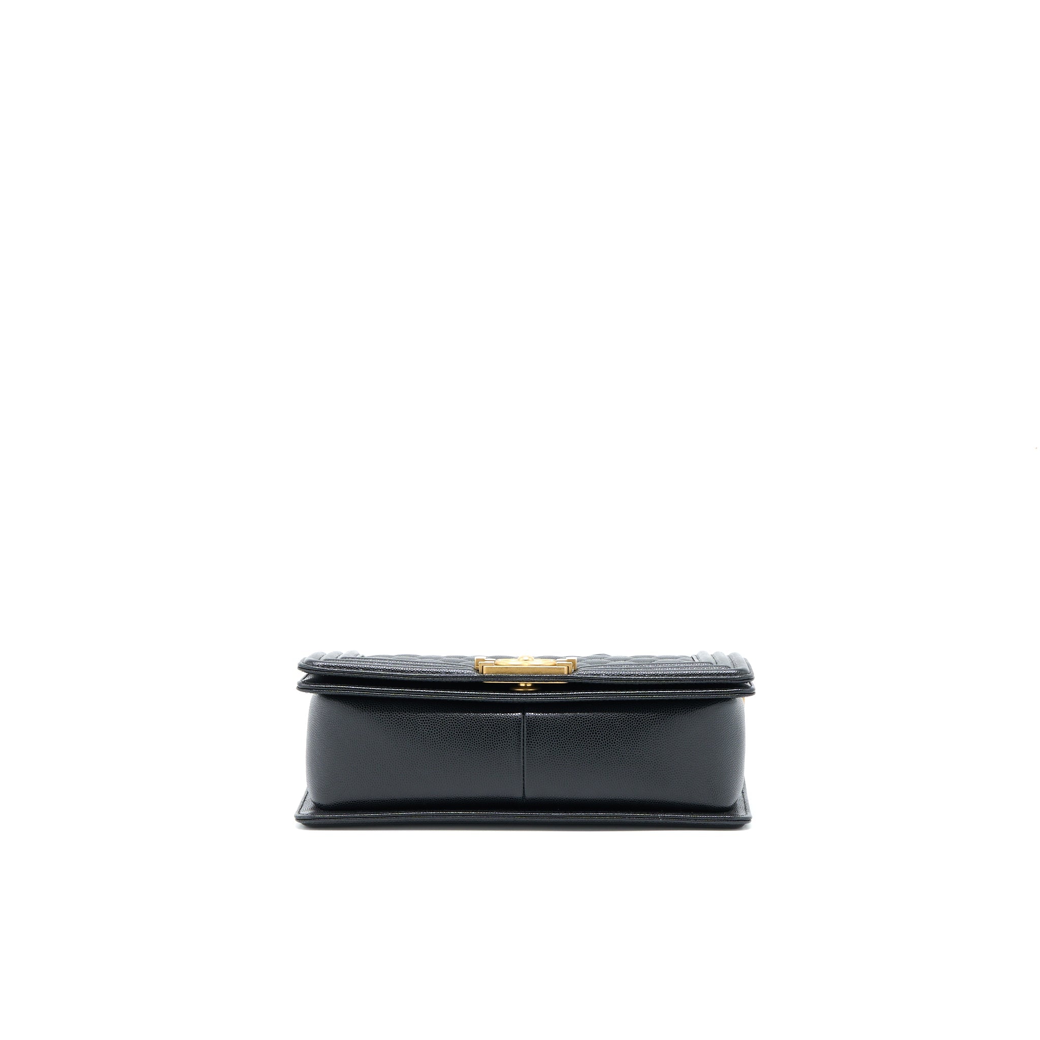 CHANEL MEDIUM BOY BAG CAVIAR BLACK BRUSHED GHW