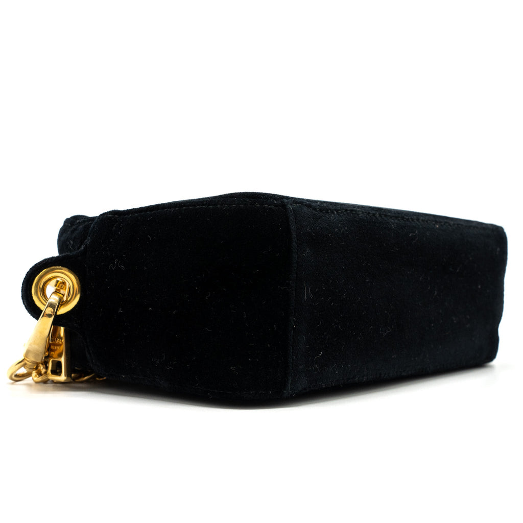 PRADA CAMERA BAG VELVET BLACK GHW