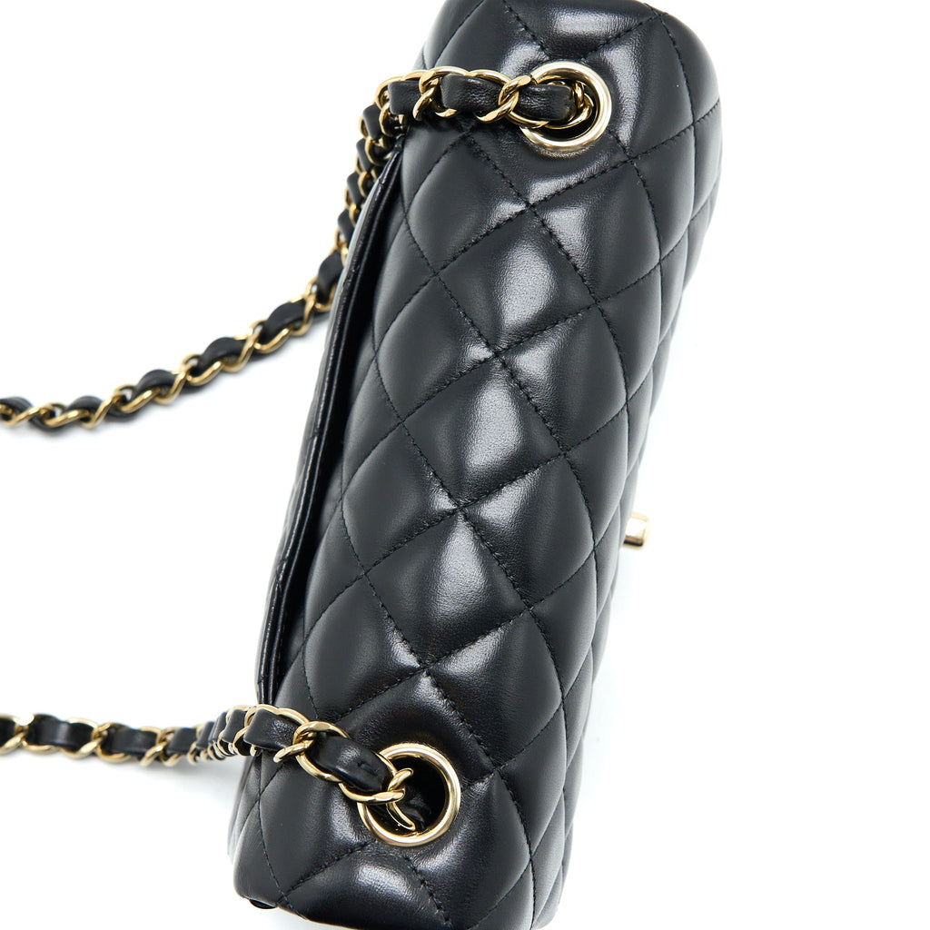 CHANEL CLASSIC MINI RECTANGULAR FLAP BAG LAMBSKIN BLACK LGHW (MICROCHIP)