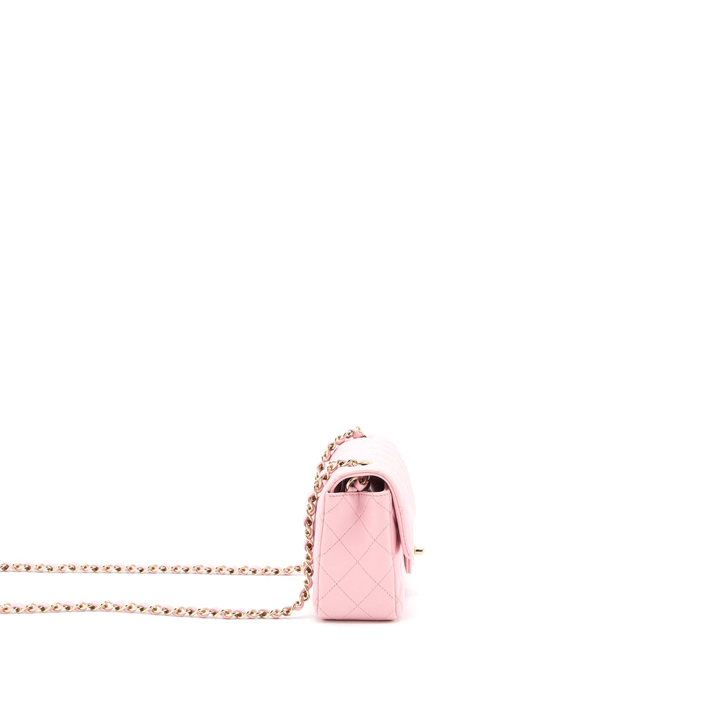 CHANEL 21S MINI RECTANGULAR FLAP BAG LAMBSKIN PINK LGHW