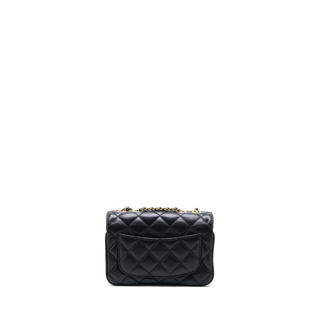 CHANEL SEASONAL FLAP BAG LAMBSKIN BLACK BRUSHED GHW