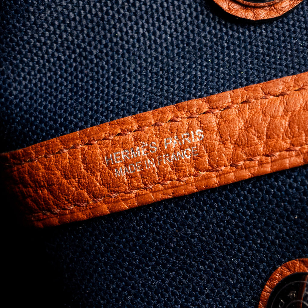 HERMES GARDEN PARTY 30 CANVAS/NEGONDA BLUE MARINE/CUIVRE SHW