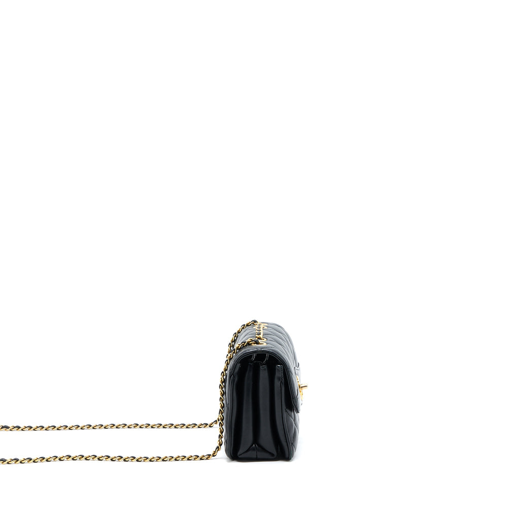 CHANEL SEASONAL FLAP BAG LAMBSKIN BLACK BRUSHED GHW