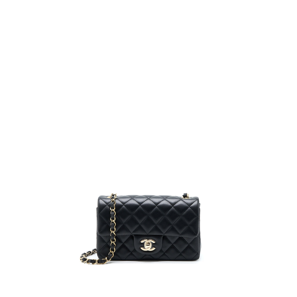 CHANEL CLASSIC MINI RECTANGULAR FLAP BAG LAMBSKIN BLACK LGHW (MICROCHIP)