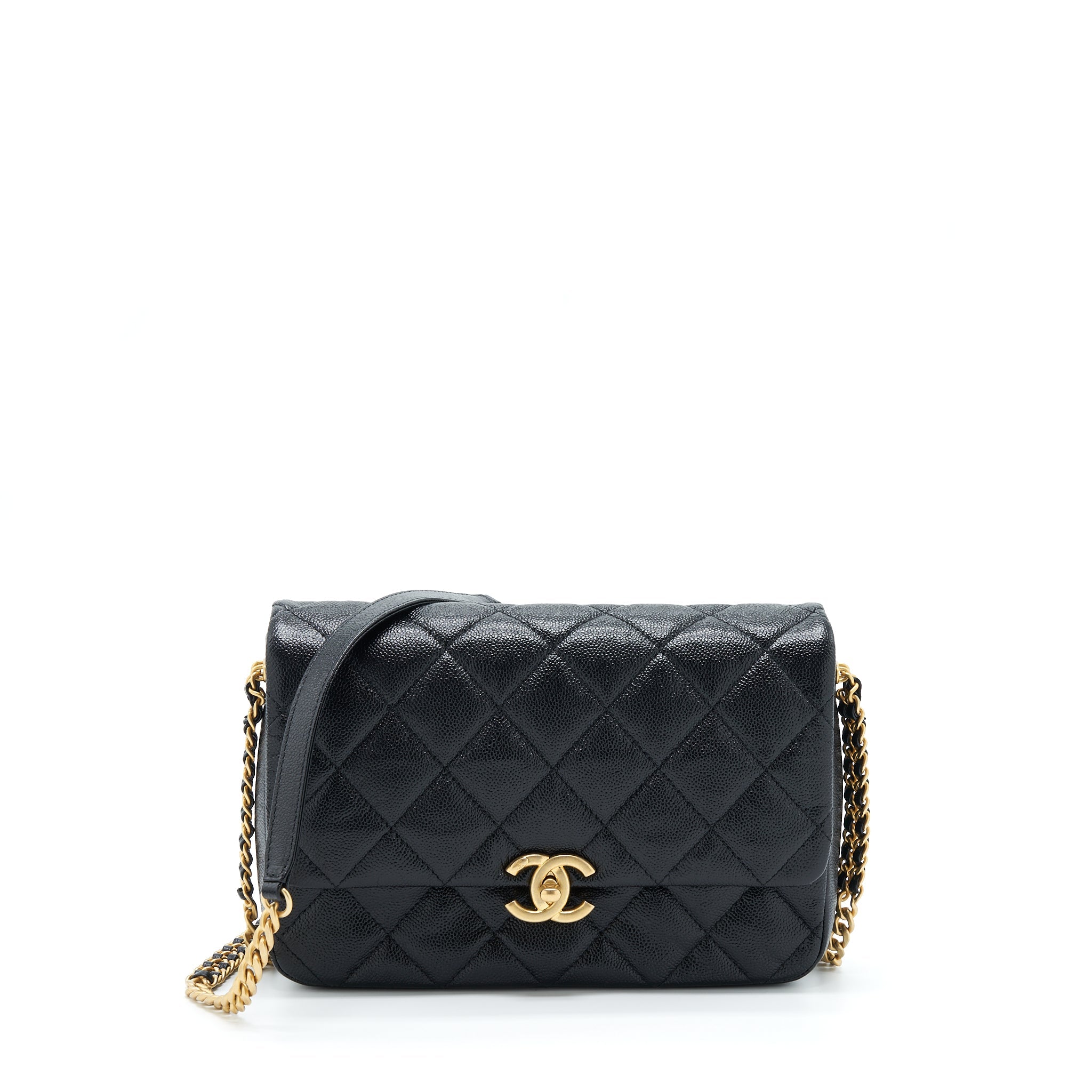 CHANEL 22P MEDIUM MELODY BAG GRAINED CALFSKIN BLACK GHW (MICROCHIP)