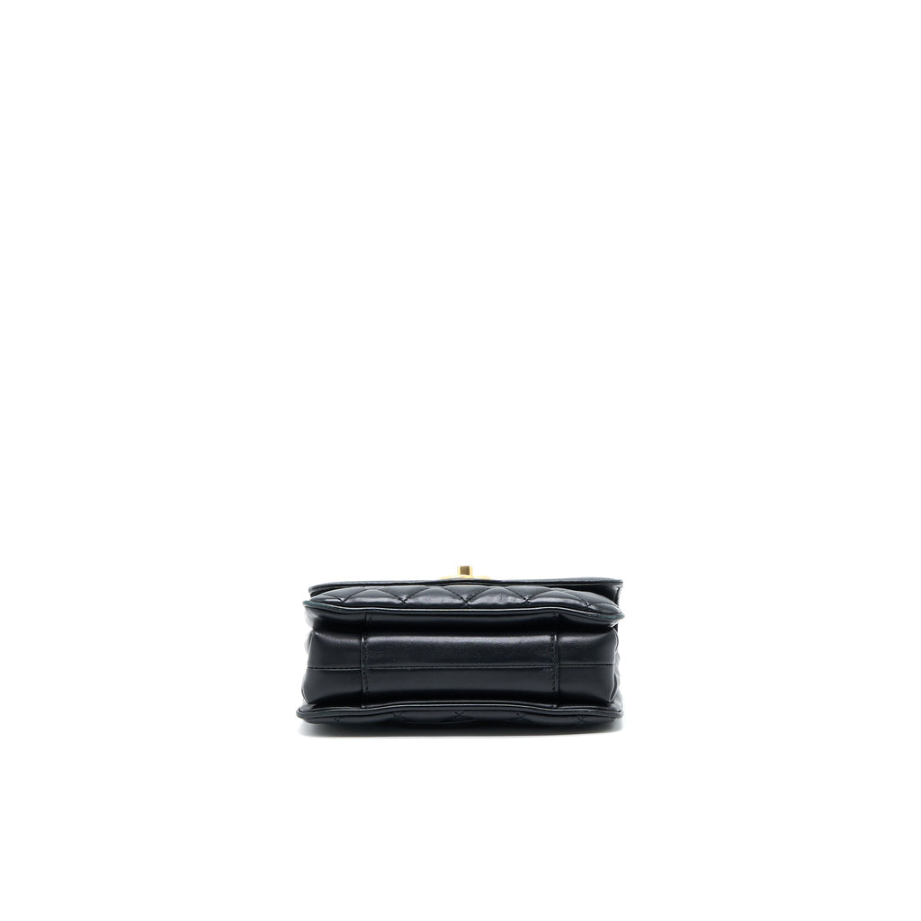 CHANEL SEASONAL FLAP BAG LAMBSKIN BLACK BRUSHED GHW