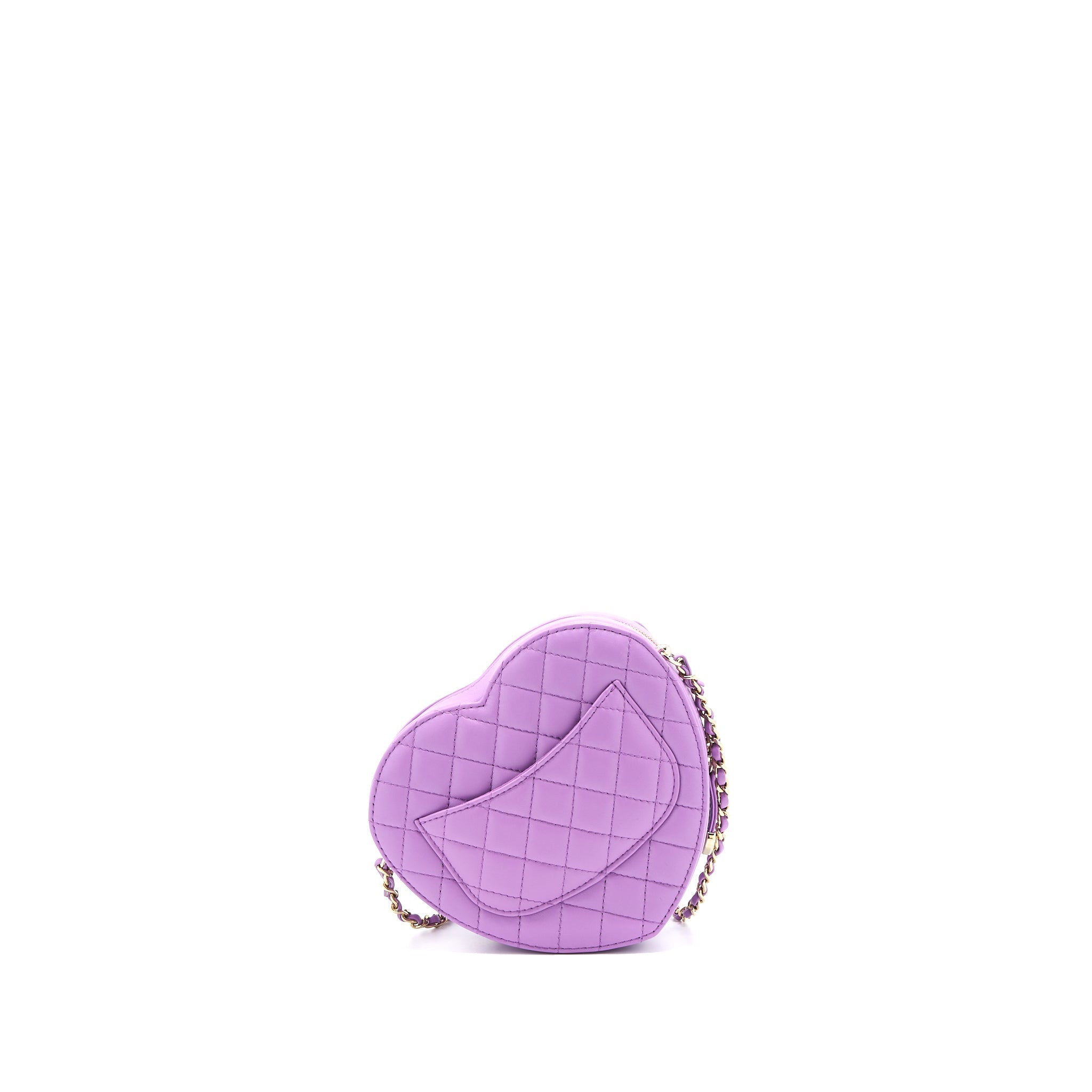 CHANEL 22S HEART BAG LAMBSKIN PURPLE LGHW (MICROCHIP)