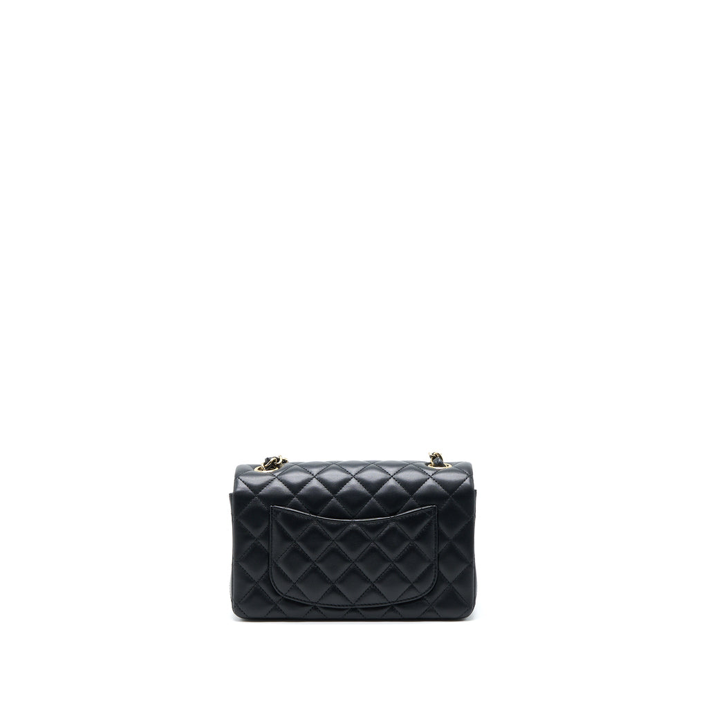 CHANEL CLASSIC MINI RECTANGULAR FLAP BAG LAMBSKIN BLACK LGHW (MICROCHIP)