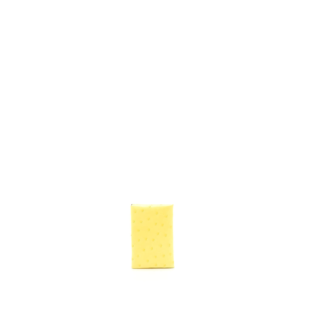 HERMES CALVI CARD HOLDER OSTRICH 9N JAUNE CITRON SHW