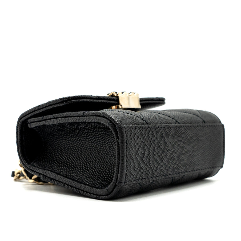 CHANEL MINI TOP HANDLE FLAP BAG CAVIAR BLACK LGHW (MICROCHIP)