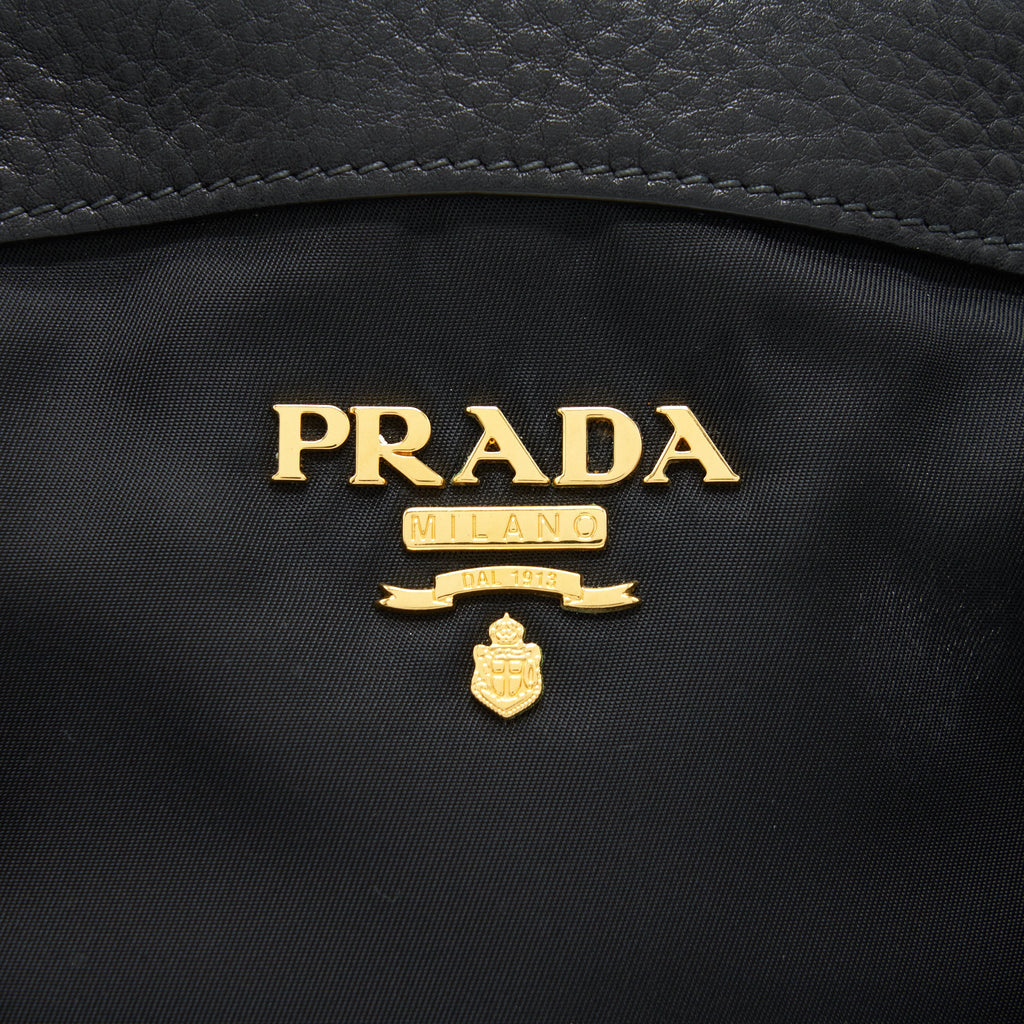 PRADA TESSUTO HANDLE BAG NYLON AND LEATHER BLACK GHW