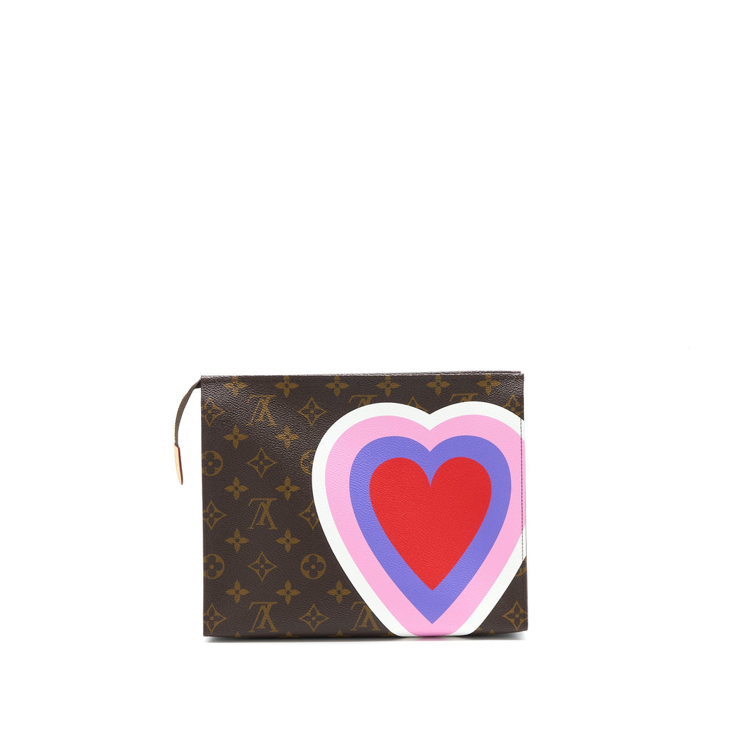 LOUIS VUITTON TOILETRY POCHETTE 26 GAME ON HEART MONOGRAM CANVAS GHW
