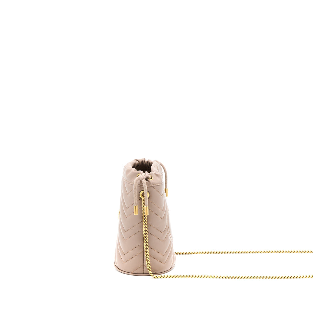 GUCCI GG MARMONT MINI BUCKET DARK BEIGE GHW
