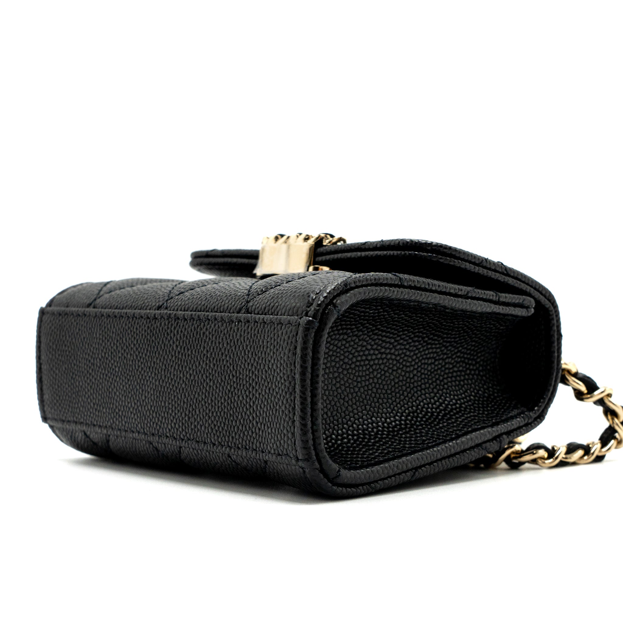 CHANEL MINI TOP HANDLE FLAP BAG CAVIAR BLACK LGHW (MICROCHIP)