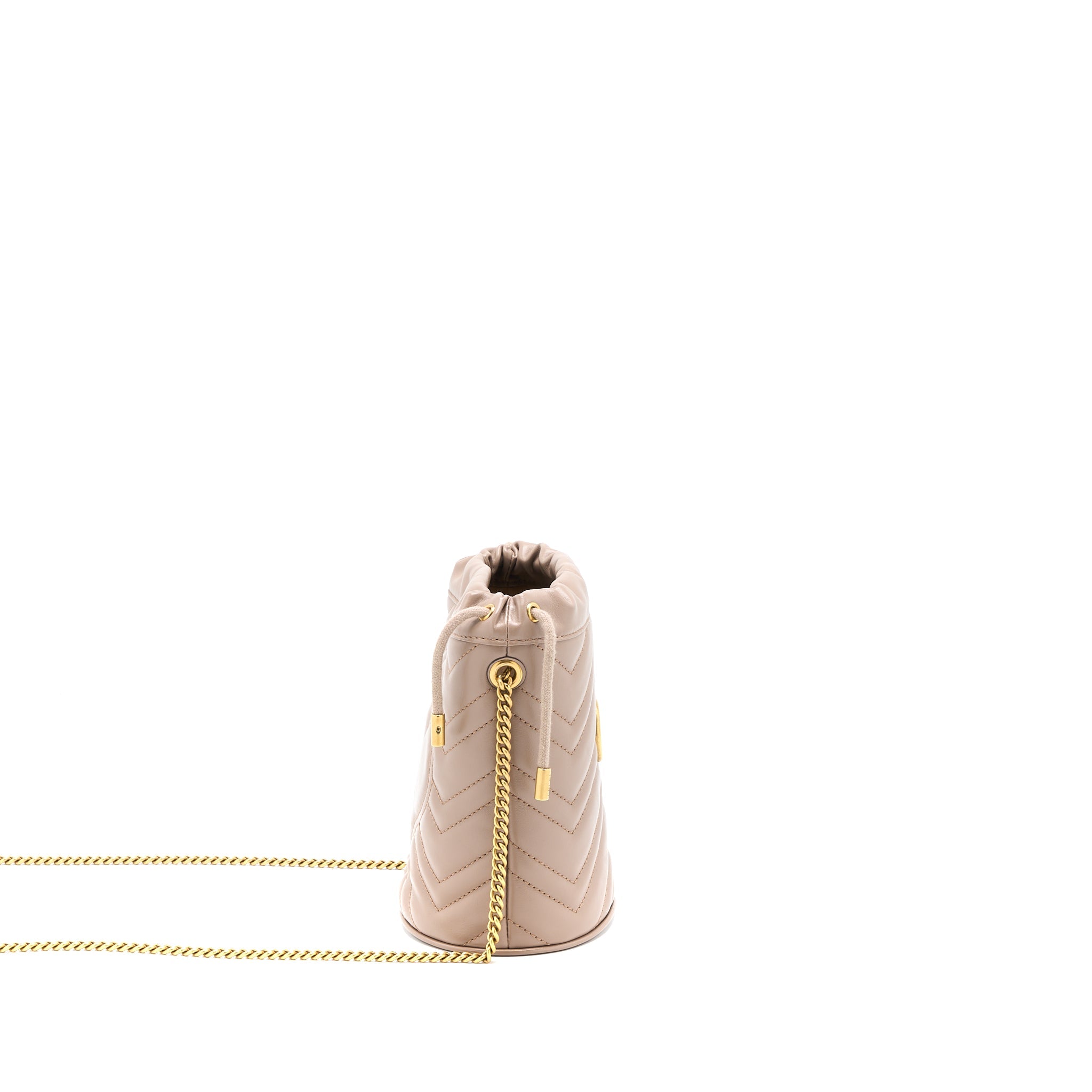 GUCCI GG MARMONT MINI BUCKET DARK BEIGE GHW