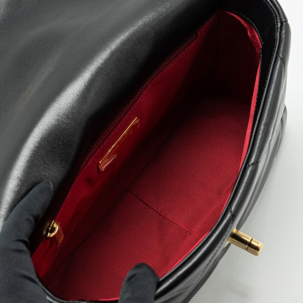 CHANEL SMALL 19 BAG GOATSKIN BLACK MULTICOLOUR HARDWARE