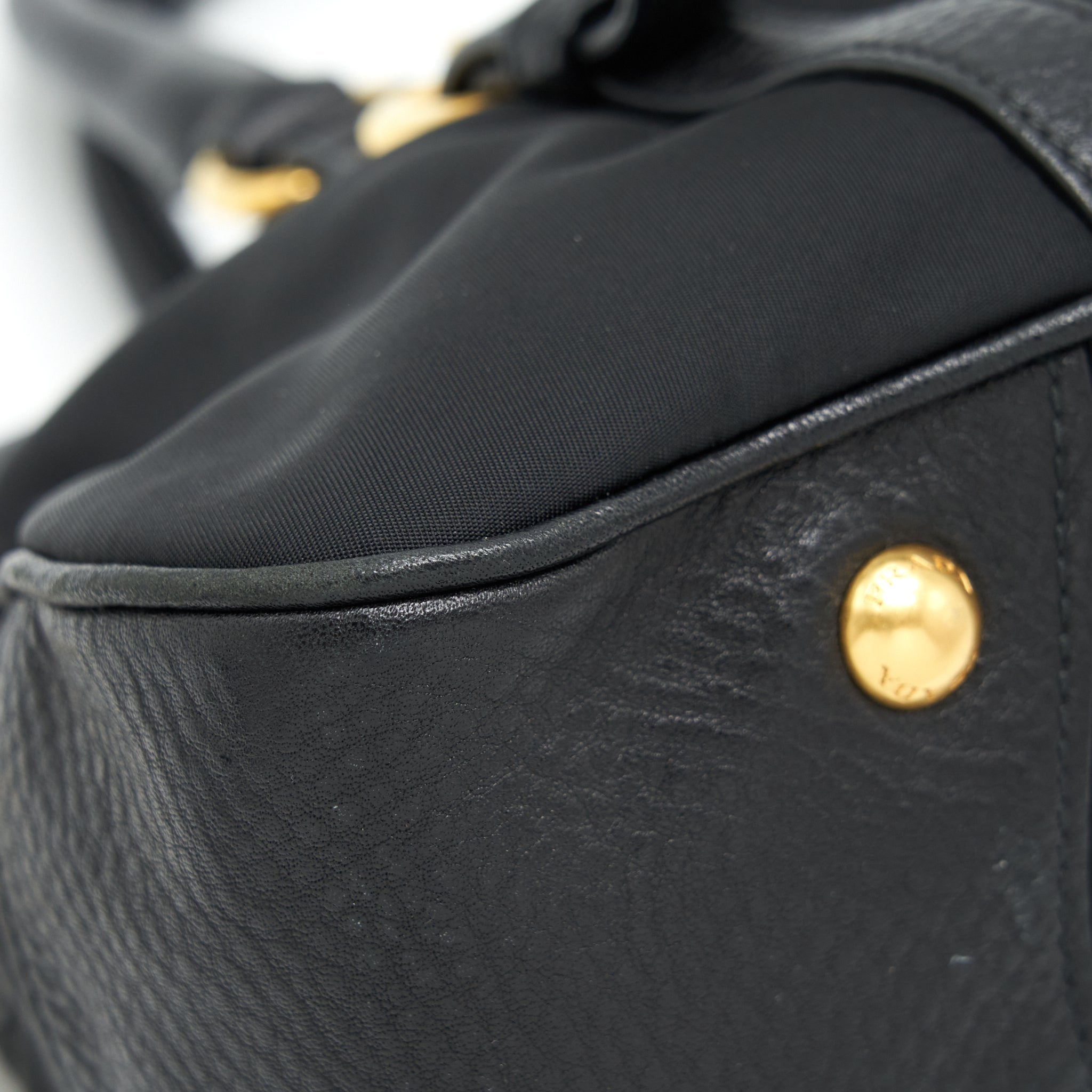 PRADA TESSUTO HANDLE BAG NYLON AND LEATHER BLACK GHW