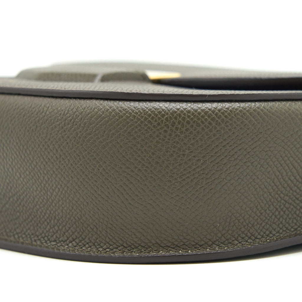CELINE SMALL TROTTEUR BAG GRAINED CALFSKIN OLIVE GREEN GHW