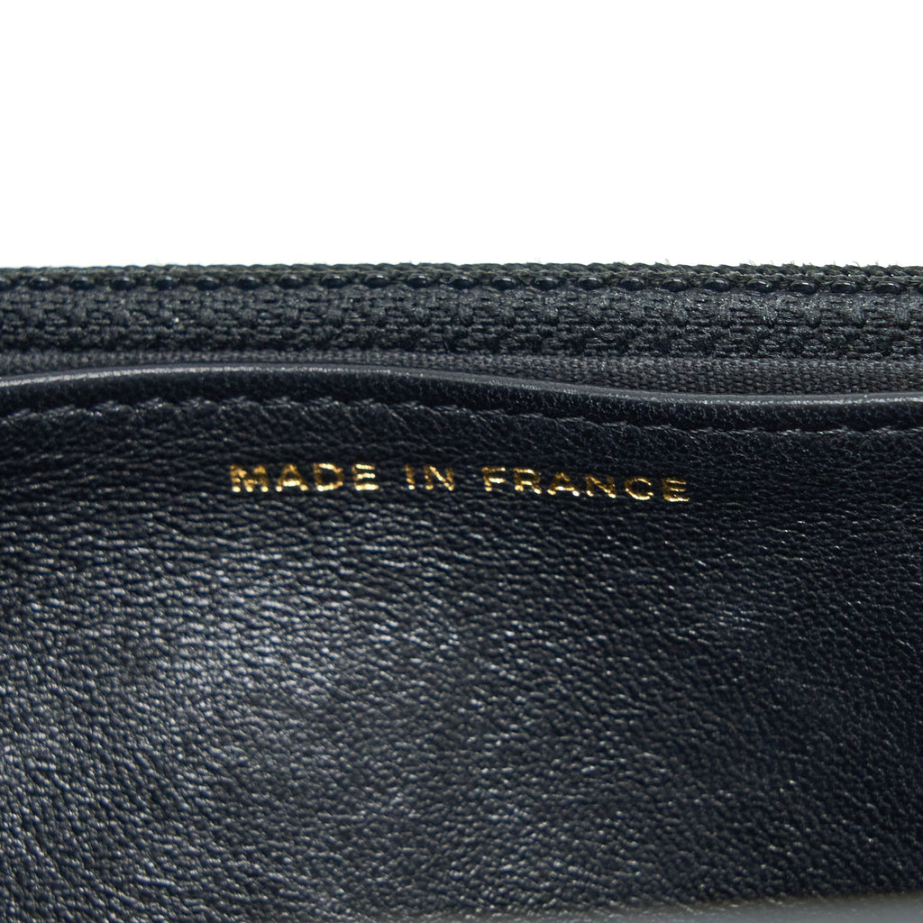 CHANEL BOY WALLET ON CHAIN LAMBSKIN BLACK BRUSHED GHW