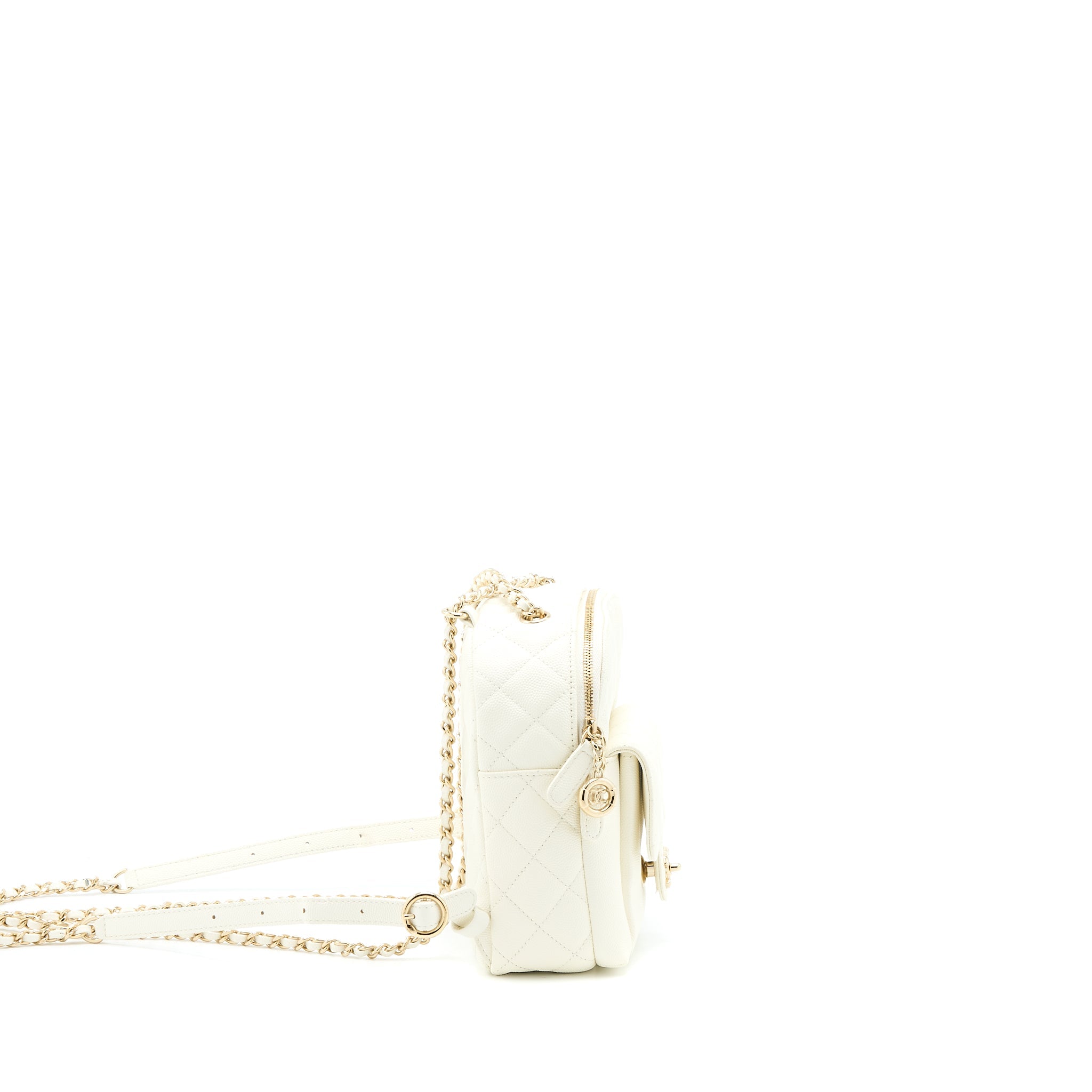 CHANEL QUILTED MINI CC DAY BACKPACK CAVIAR WHITE LGHW