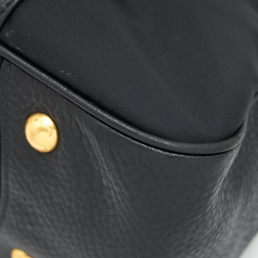 PRADA TESSUTO HANDLE BAG NYLON AND LEATHER BLACK GHW