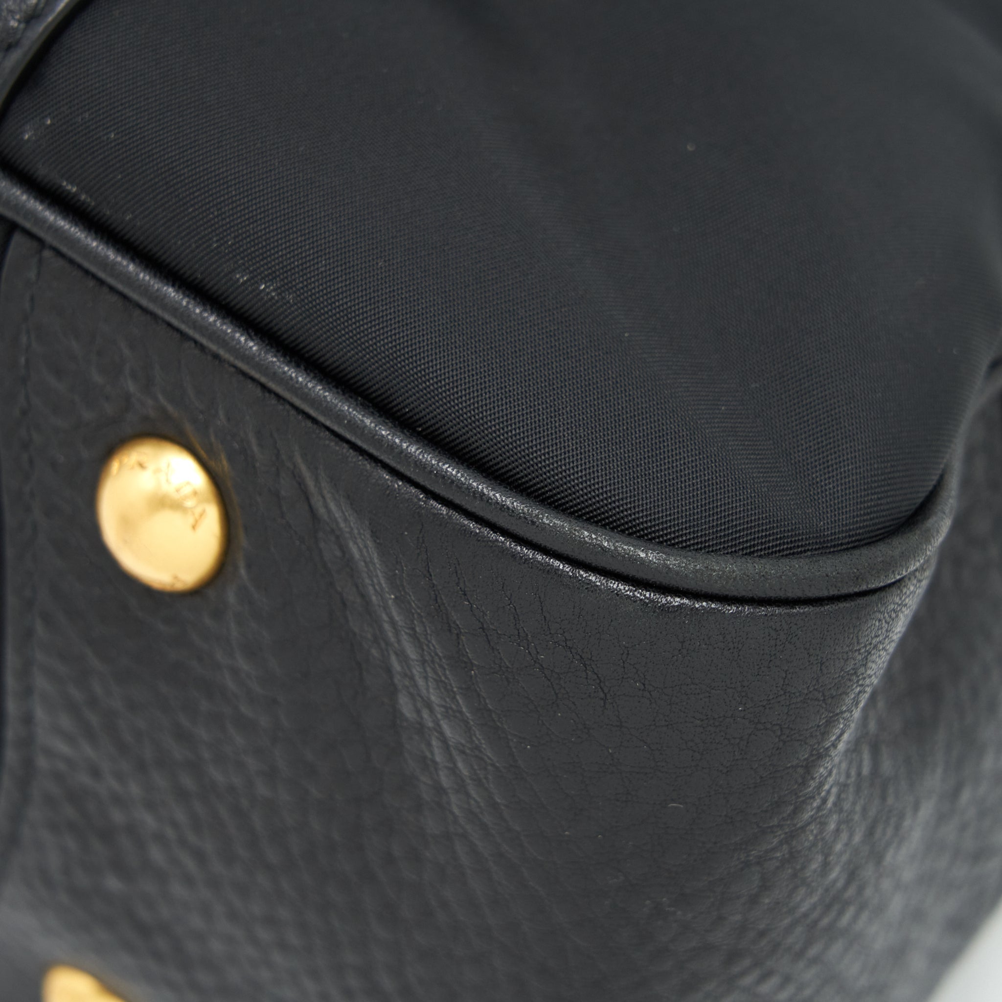 PRADA TESSUTO HANDLE BAG NYLON AND LEATHER BLACK GHW