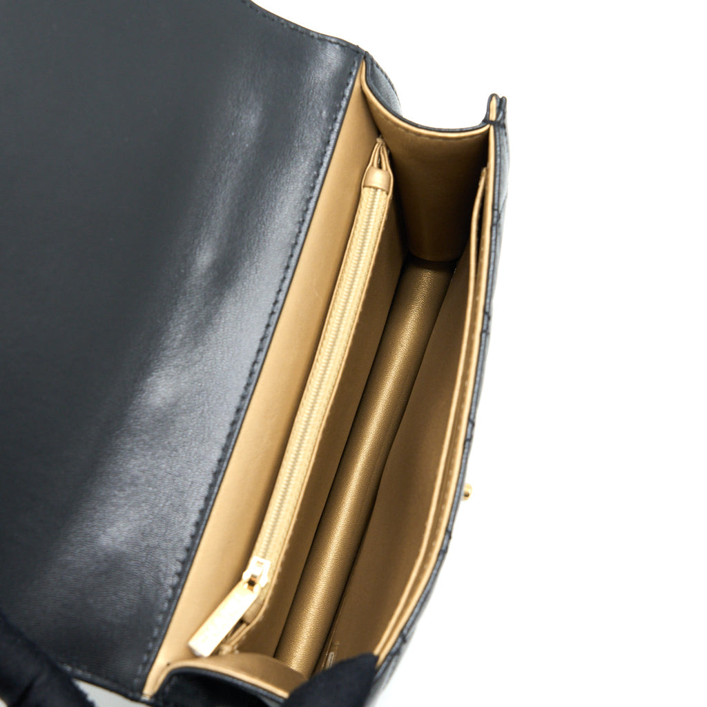 CHANEL 20C PEARL FLAP BAG GOATSKIN BLACK GHW