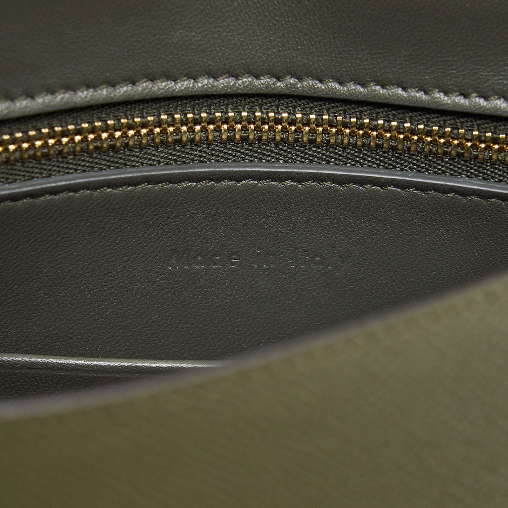 CELINE SMALL TROTTEUR BAG GRAINED CALFSKIN OLIVE GREEN GHW