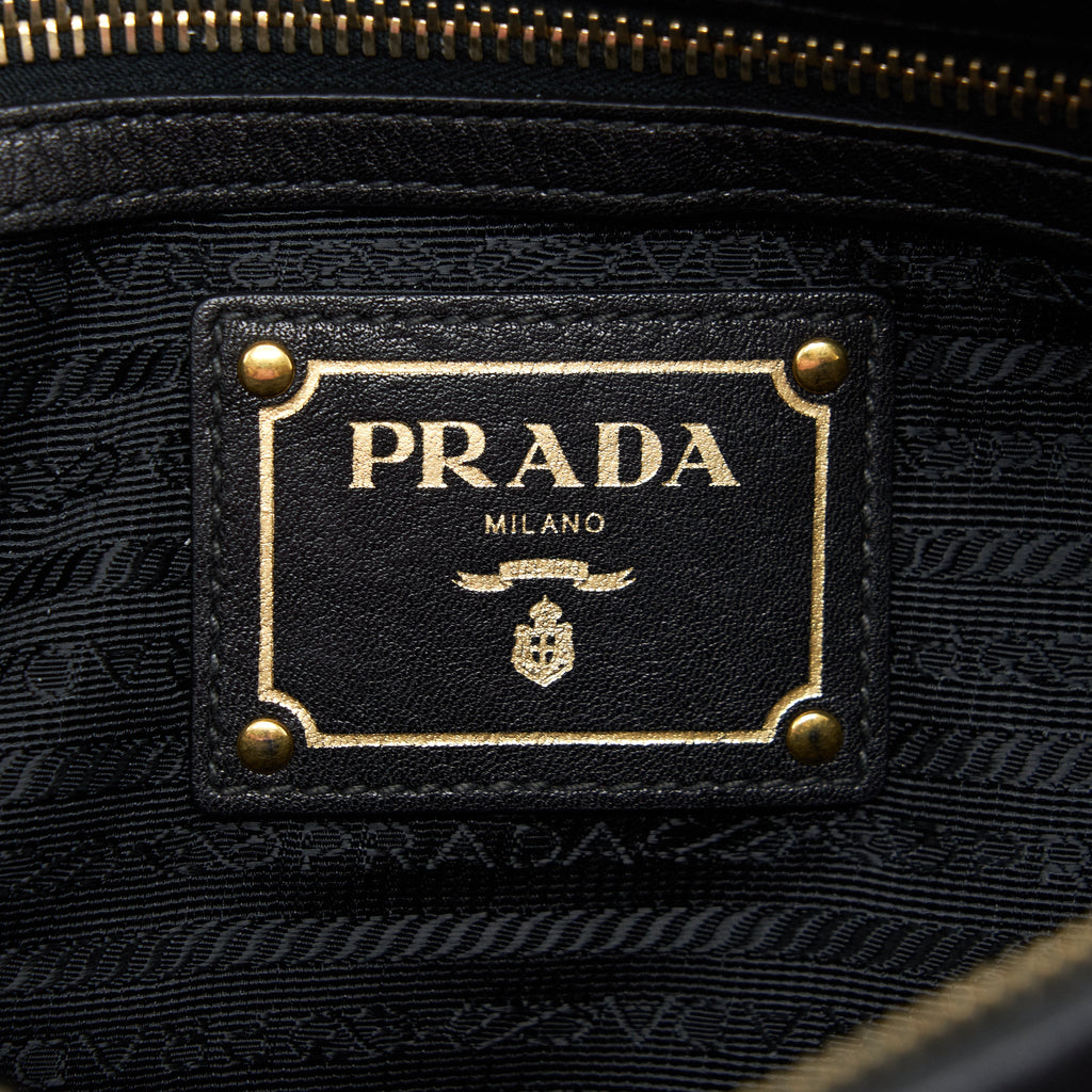 PRADA TESSUTO HANDLE BAG NYLON AND LEATHER BLACK GHW
