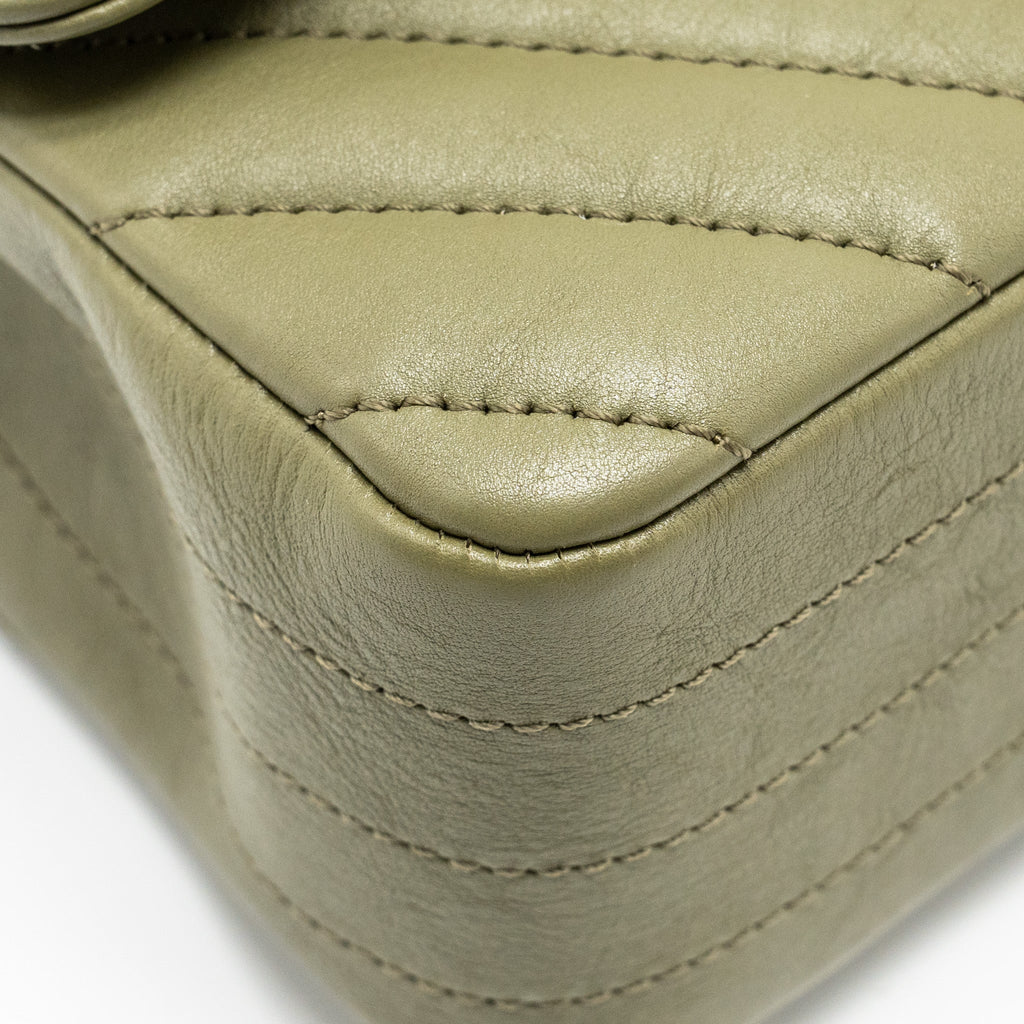 CHANEL CHEVRON MINI RECTANGULAR FLAP BAG CALFSKIN KHAKI GHW