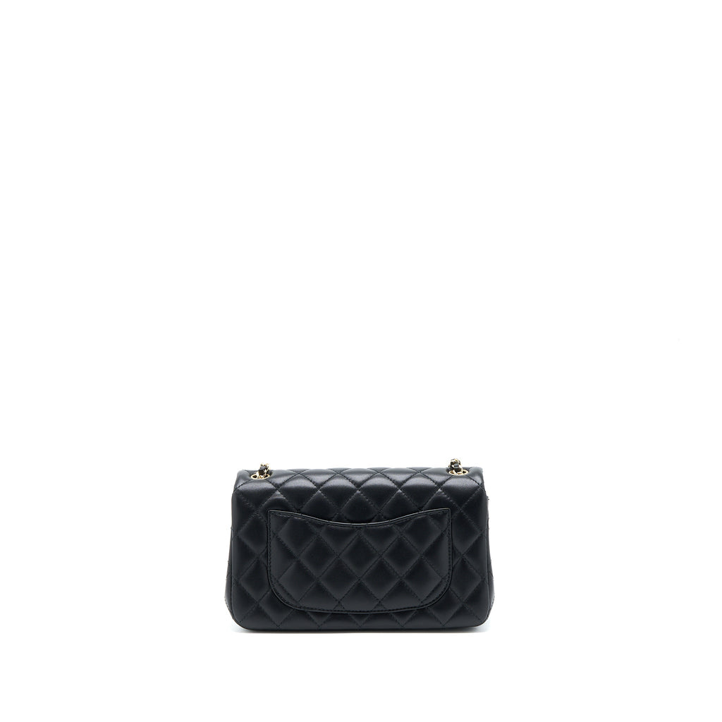 CHANEL 23C PEARL CRUSH MINI RECTANGULAR LAMBSKIN BLACK LGHW (MICROCHIP)