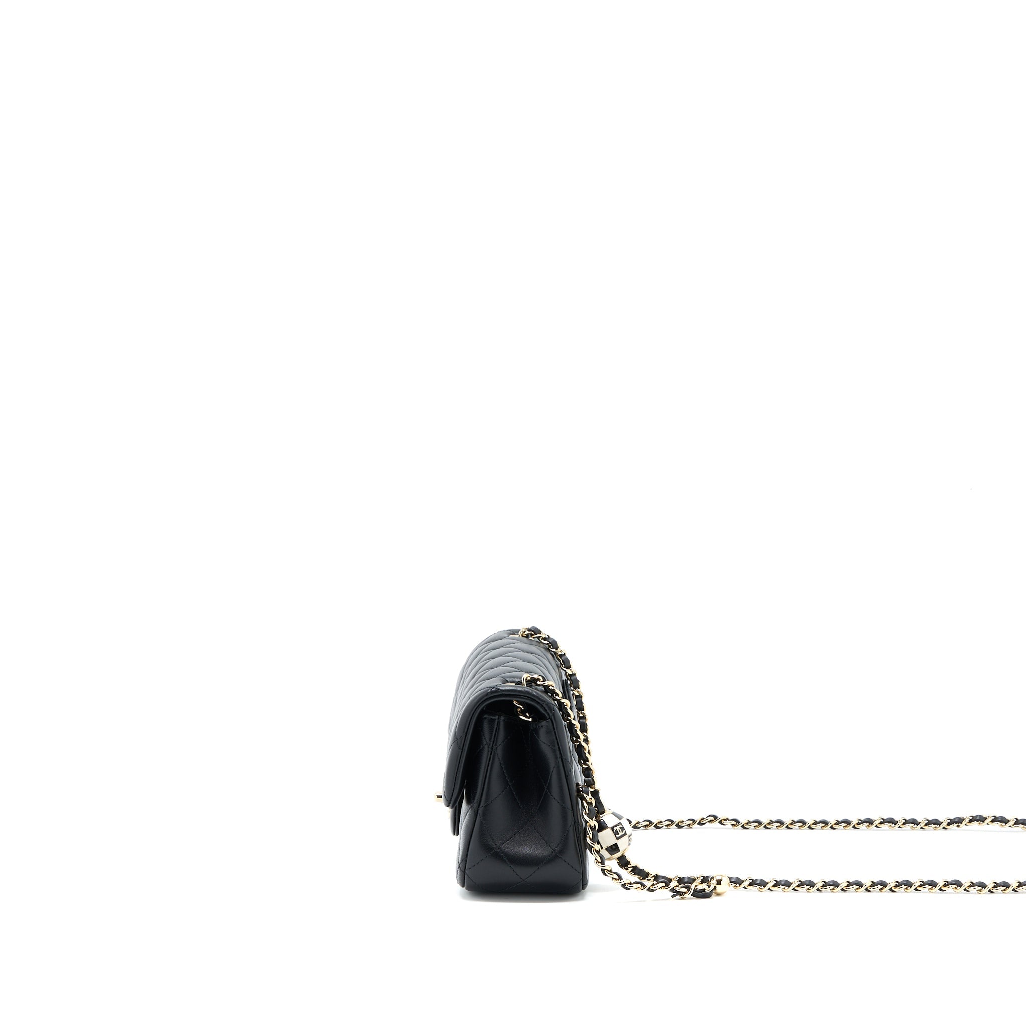 CHANEL 23C PEARL CRUSH MINI RECTANGULAR LAMBSKIN BLACK LGHW (MICROCHIP)