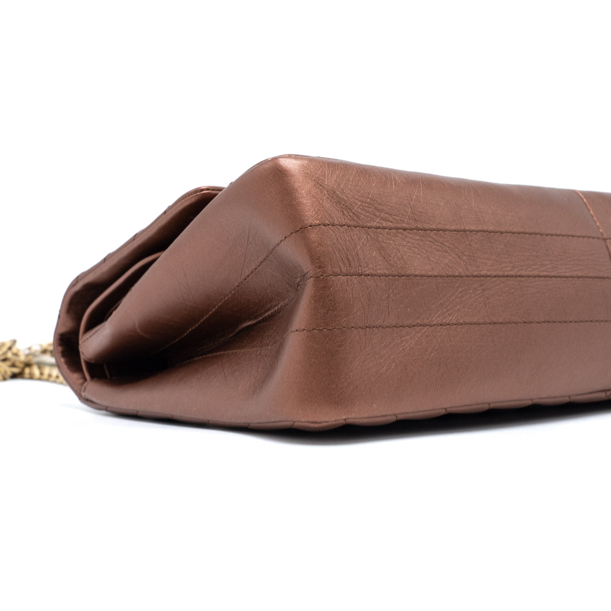 CHANEL 2.55 226 REISSUE FLAP BAG CHEVRON AGED CALFSKIN BRONZE BRUSHED GHW