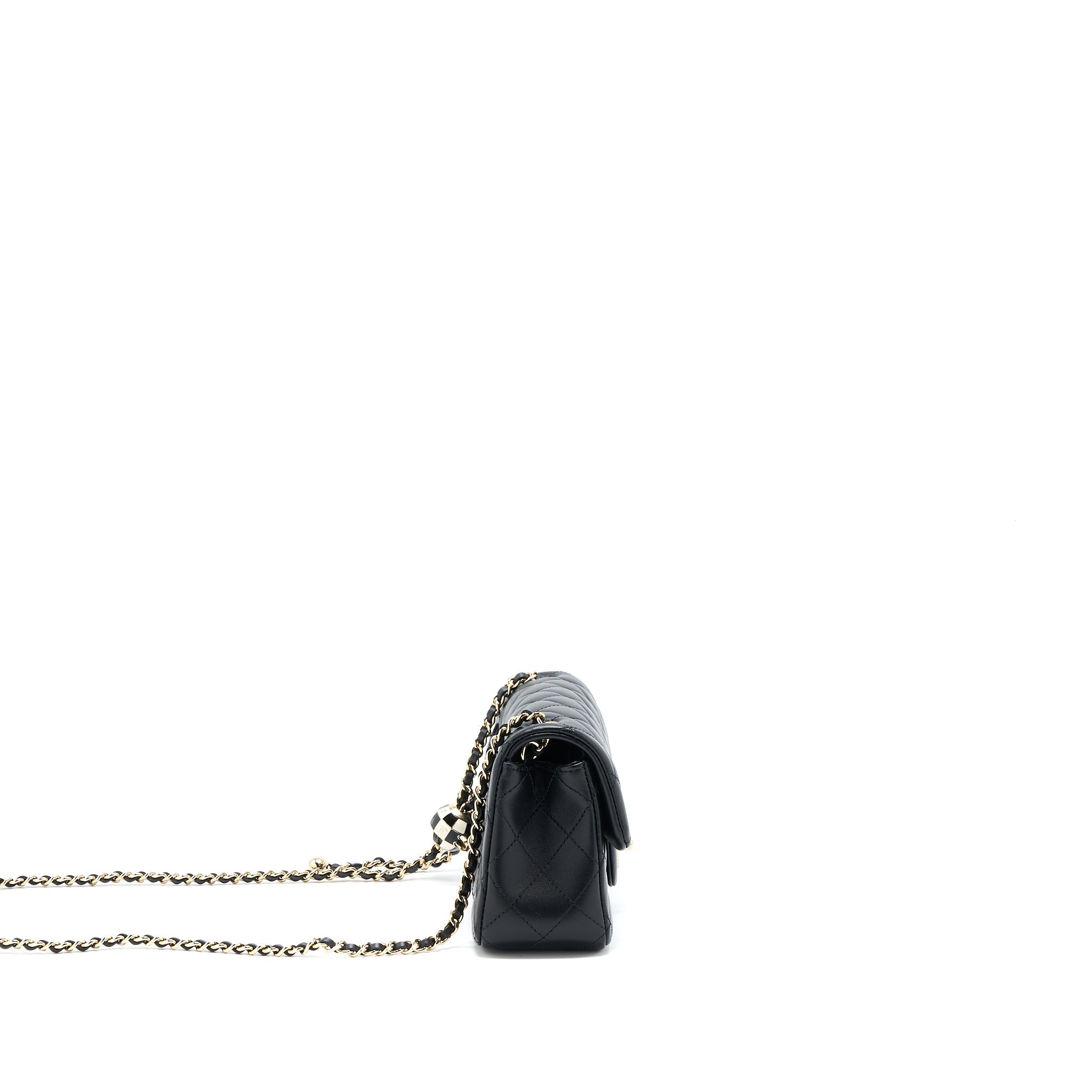 CHANEL 23C PEARL CRUSH MINI RECTANGULAR LAMBSKIN BLACK LGHW (MICROCHIP)