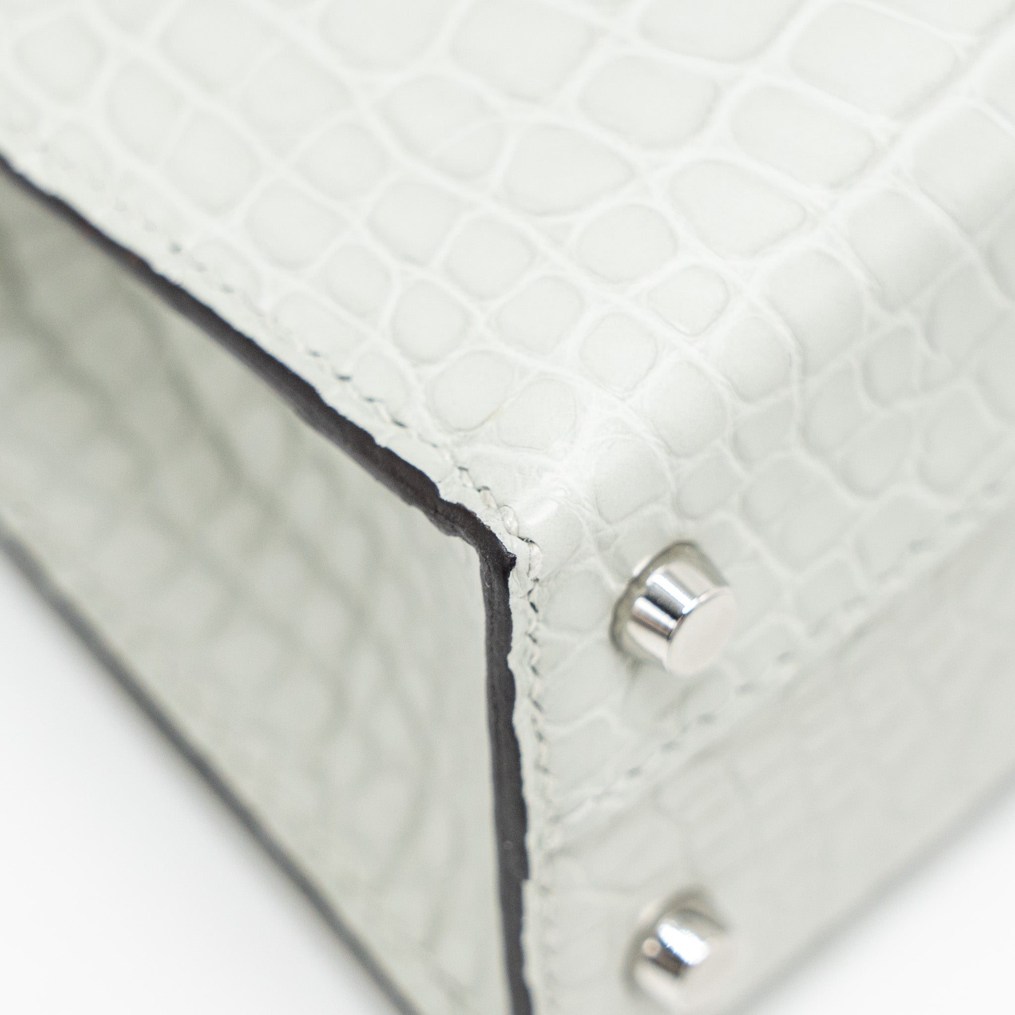HERMES MINI KELLY II MATTE ALLIGATOR MISSISSIPPIENSIS 0W GRIS NEVE SHW