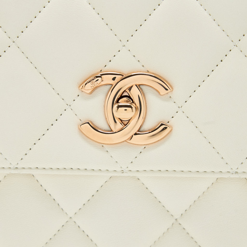 CHANEL SMALL TRENDY CC LAMBSKIN WHITE RGHW (MICROCHIP)
