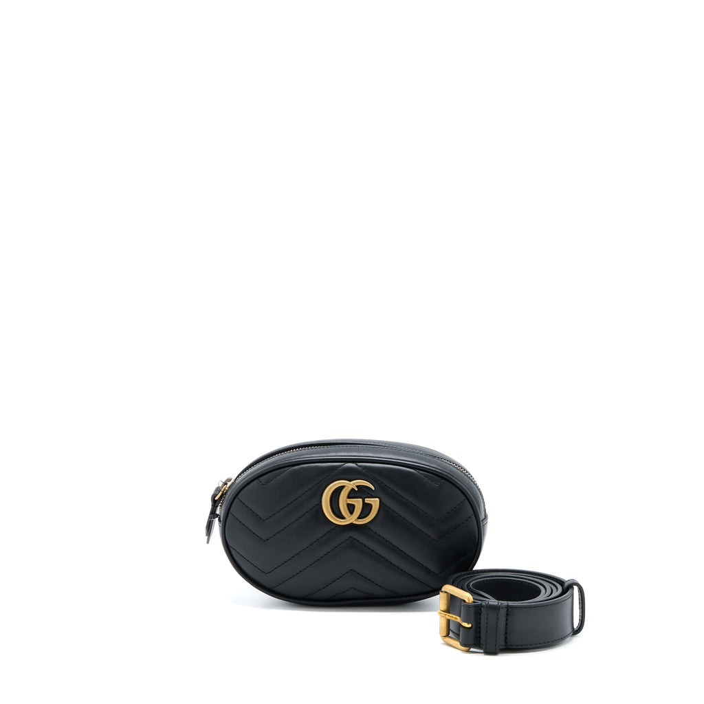 GUCCI MARMONT ROUND BELT BAG BLACK GHW