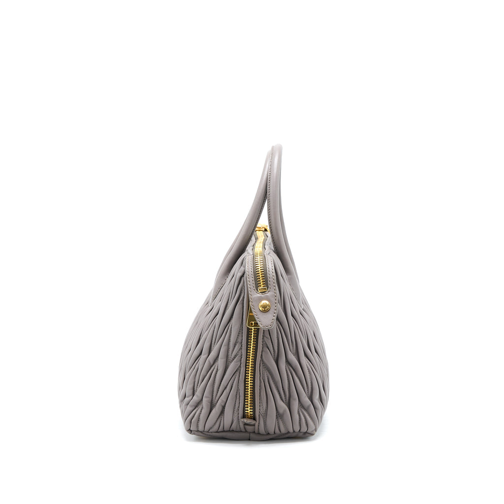 MIUMIU MATELASSE TOTE BAG LAMBSKIN ARGILLA GHW